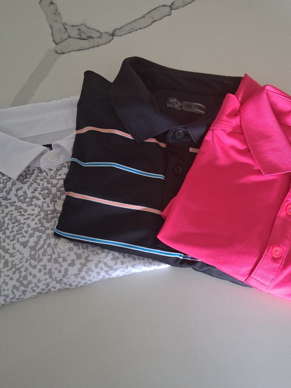 Callaway Polo Lot 3 Mens Large 2 Opti-Dri Golf Performance Short Sleeve